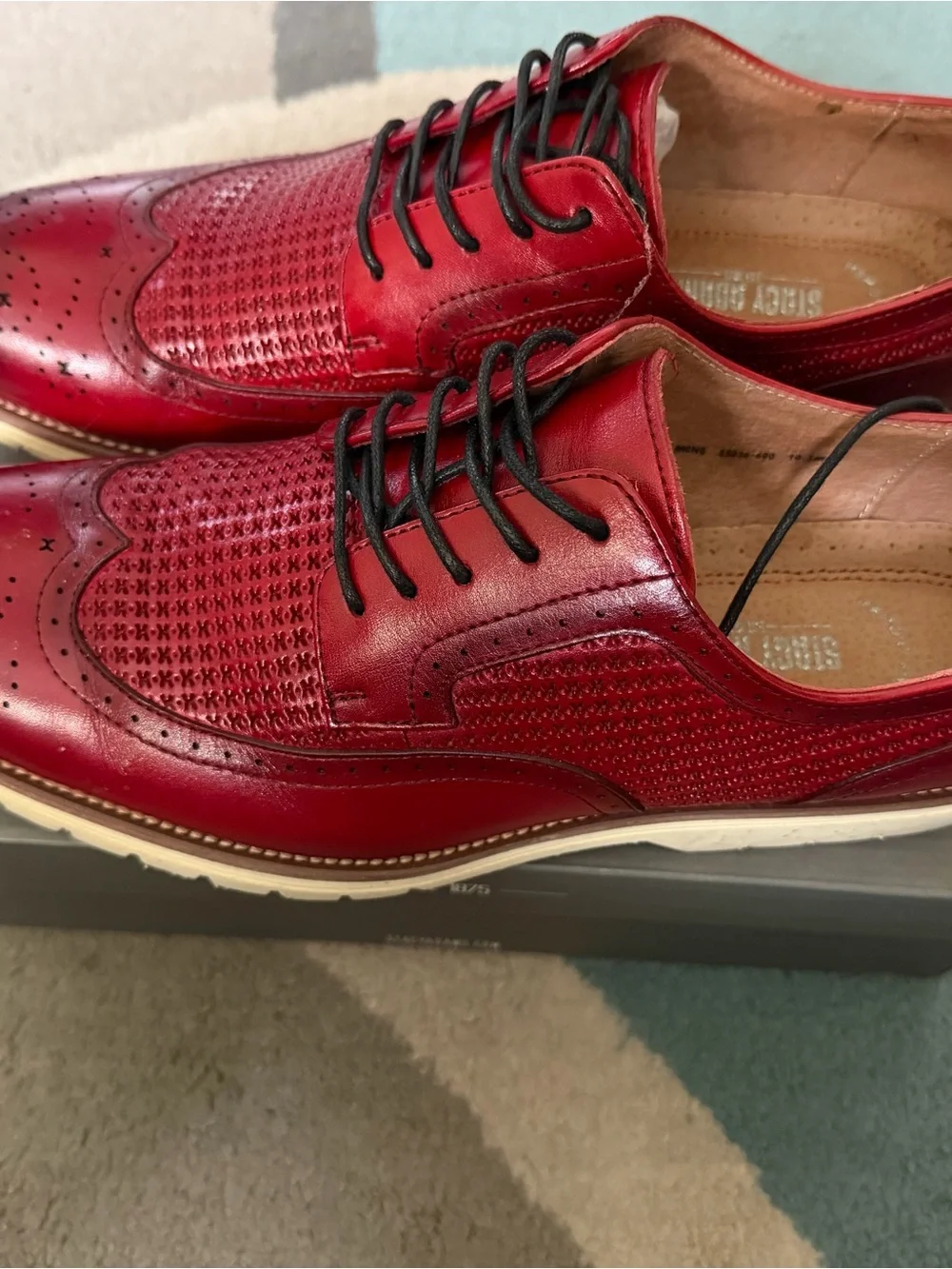 Stacy Adams Burgundy Perforated Wingtip Oxfords